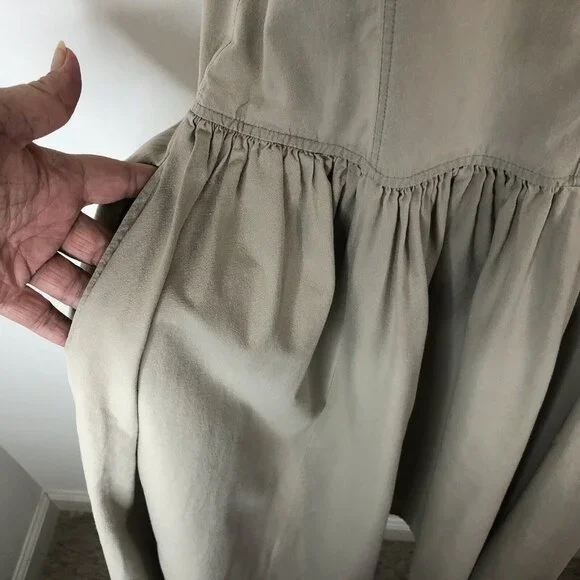 Together Womens Cotton Twill Dress Sz 6M Tan Country Western Drop Waist Buttons - Picture 6 of 12